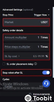 تنظیمات پیشرفته ربات معاملات گرید در توبیت