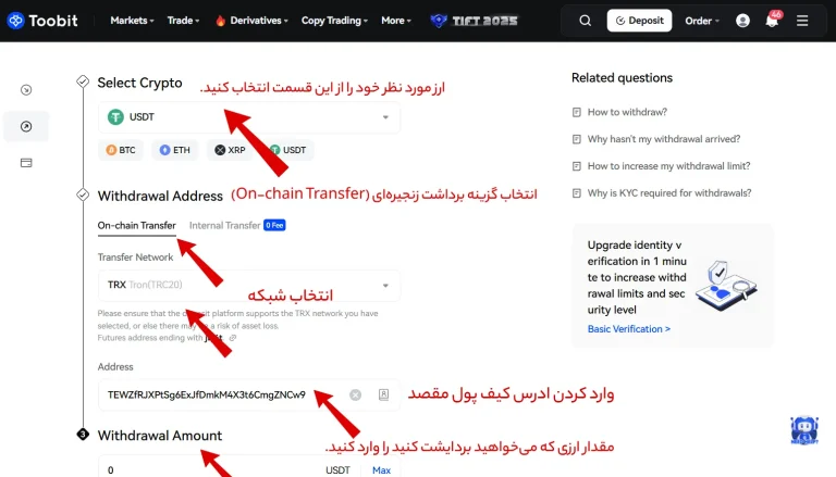 انتخاب گزینه ها برای برداشت